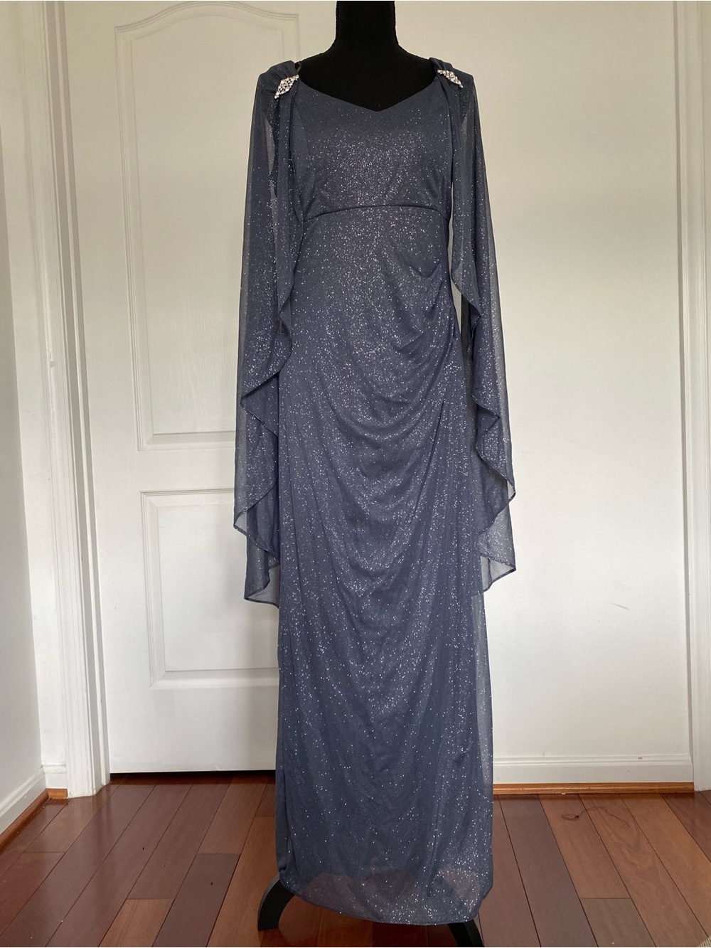 Women's Sparkle Evening Gown in Dusty Blue